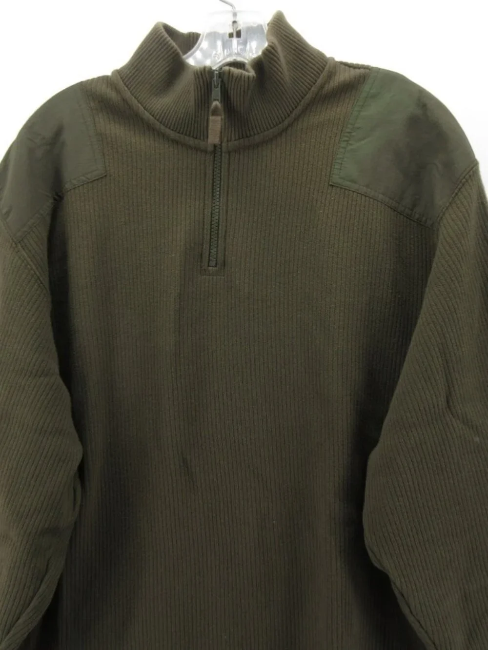 VGT Eddie Bauer Sweater Large Legend 1/4 Zip Military Elbow Patches